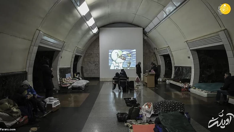 عمیق ترین ایستگاه مترو جهان میزبان پناهجویان کییف/ تصاویر